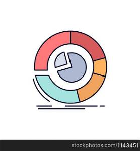 Analysis, analytics, business, diagram, pie chart Flat Color Icon Vector
