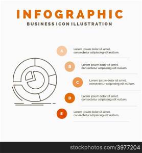 Analysis, analytics, business, diagram, pie chart Infographics Template for Website and Presentation. Line Gray icon with Orange infographic style vector illustration
