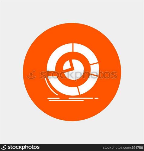 Analysis, analytics, business, diagram, pie chart White Glyph Icon in Circle. Vector Button illustration. Vector EPS10 Abstract Template background