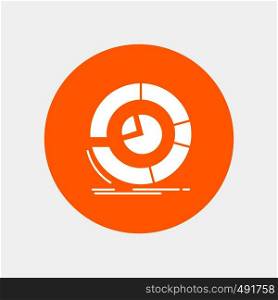 Analysis, analytics, business, diagram, pie chart White Glyph Icon in Circle. Vector Button illustration. Vector EPS10 Abstract Template background