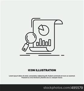 Analysis, analytics, business, financial, research Icon. Line vector gray symbol for UI and UX, website or mobile application. Vector EPS10 Abstract Template background