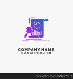 Analysis, analytics, business, financial, research Purple Business Logo Template. Place for Tagline.