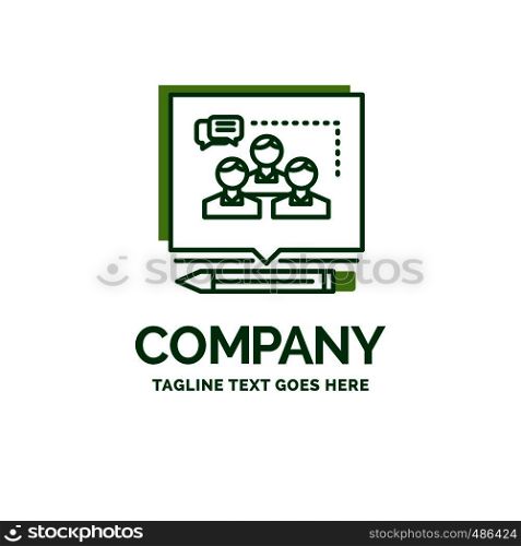 Analysis, argument, business, convince, debate Flat Business Logo template. Creative Green Brand Name Design.