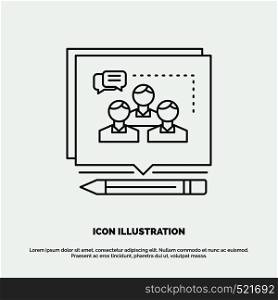 Analysis, argument, business, convince, debate Icon. Line vector gray symbol for UI and UX, website or mobile application. Vector EPS10 Abstract Template background