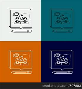 Analysis, argument, business, convince, debate Icon Over Various Background. Line style design, designed for web and app. Eps 10 vector illustration. Vector EPS10 Abstract Template background