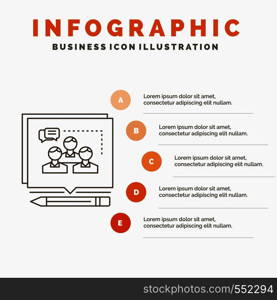 Analysis, argument, business, convince, debate Infographics Template for Website and Presentation. Line Gray icon with Orange infographic style vector illustration. Vector EPS10 Abstract Template background