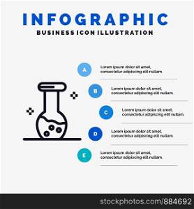 Analysis, Biochemistry, Biology, Chemistry Line icon with 5 steps presentation infographics Background