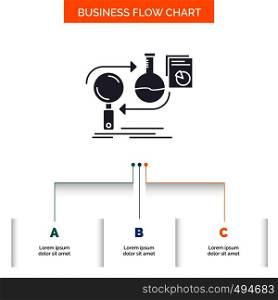 Analysis, business, develop, development, market Business Flow Chart Design with 3 Steps. Glyph Icon For Presentation Background Template Place for text.. Vector EPS10 Abstract Template background