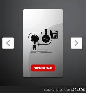Analysis, business, develop, development, market Glyph Icon in Carousal Pagination Slider Design & Red Download Button. Vector EPS10 Abstract Template background