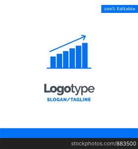 Analysis, Chart, Analytics, Business, Graph, Market, Statistics Blue Solid Logo Template. Place for Tagline