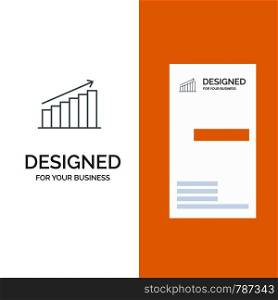Analysis, Chart, Analytics, Business, Graph, Market, Statistics Grey Logo Design and Business Card Template