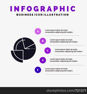 Analysis, Chart, Data, Diagram, Monitoring Solid Icon Infographics 5 Steps Presentation Background