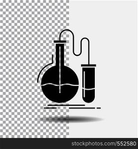 Analysis, chemistry, flask, research, test Glyph Icon on Transparent Background. Black Icon. Vector EPS10 Abstract Template background