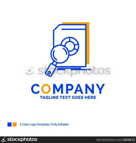 Analysis, data, financial, market, research Blue Yellow Business Logo template. Creative Design Template Place for Tagline.