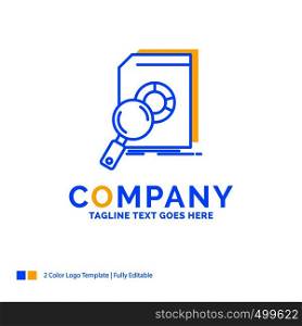 Analysis, data, financial, market, research Blue Yellow Business Logo template. Creative Design Template Place for Tagline.