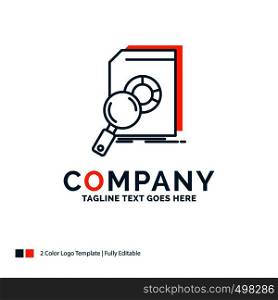 Analysis, data, financial, market, research Logo Design. Blue and Orange Brand Name Design. Place for Tagline. Business Logo template.