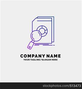Analysis, data, financial, market, research Purple Business Logo Template. Place for Tagline. Vector EPS10 Abstract Template background