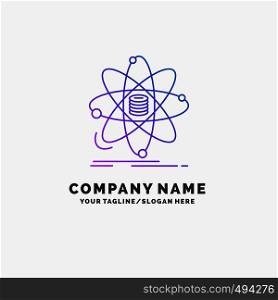 Analysis, data, information, research, science Purple Business Logo Template. Place for Tagline. Vector EPS10 Abstract Template background