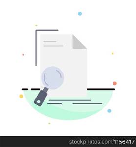 Analysis, document, file, find, page Flat Color Icon Vector