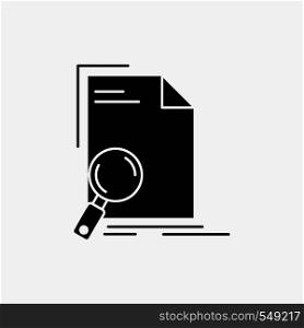 Analysis, document, file, find, page Glyph Icon. Vector isolated illustration. Vector EPS10 Abstract Template background