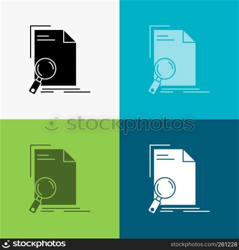 Analysis, document, file, find, page Icon Over Various Background. glyph style design, designed for web and app. Eps 10 vector illustration