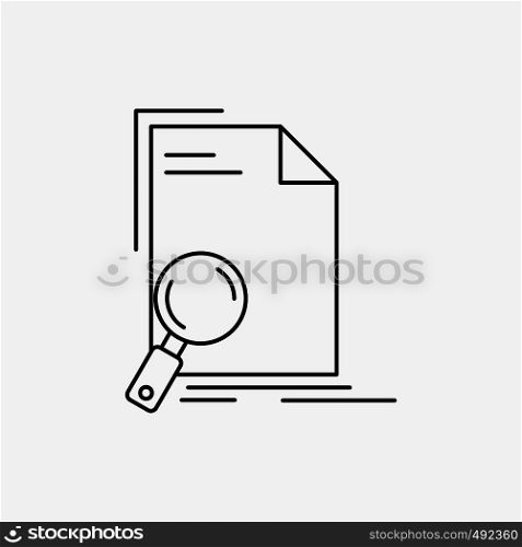 Analysis, document, file, find, page Line Icon. Vector isolated illustration. Vector EPS10 Abstract Template background