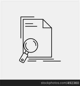 Analysis, document, file, find, page Line Icon. Vector isolated illustration. Vector EPS10 Abstract Template background