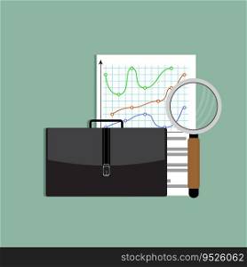 Analysis of exchange portfolio. Analysis business investment chart, management analytics. Vector illustration. Analysis of exchange portfolio