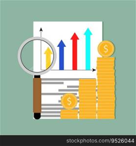 Analysis profit market data illustration. Vector business growth financial, finance analysis graph and diagram. Analysis profit market data illustration