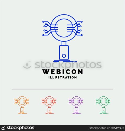 Analysis, Search, information, research, Security 5 Color Line Web Icon Template isolated on white. Vector illustration. Vector EPS10 Abstract Template background