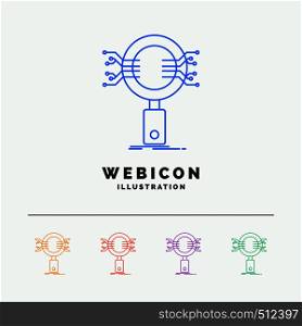 Analysis, Search, information, research, Security 5 Color Line Web Icon Template isolated on white. Vector illustration. Vector EPS10 Abstract Template background