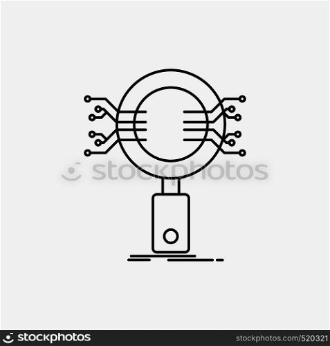 Analysis, Search, information, research, Security Line Icon. Vector isolated illustration. Vector EPS10 Abstract Template background