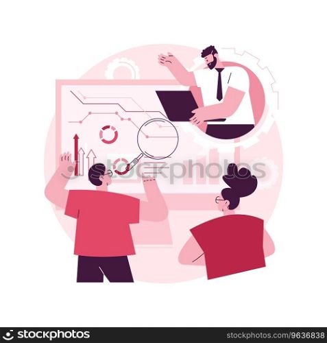 Analytics and data science abstract concept vector illustration. Big data, machine learning control, computer science, predictive analytics, perform statistics, dashboard software abstract metaphor.. Analytics and data science abstract concept vector illustration.