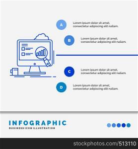analytics, board, presentation, laptop, statistics Infographics Template for Website and Presentation. Line Blue icon infographic style vector illustration. Vector EPS10 Abstract Template background