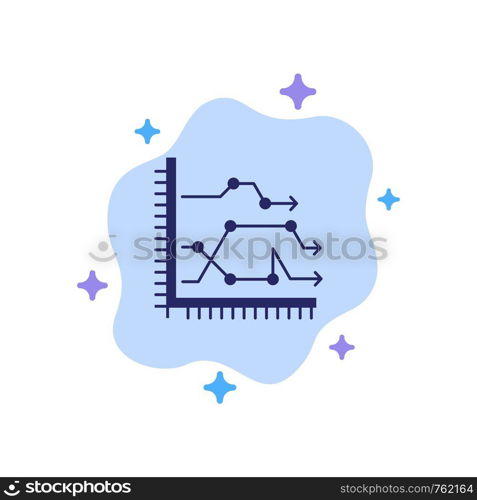 Analytics, Business, Chart, Diagram, Graph, Trends Blue Icon on Abstract Cloud Background