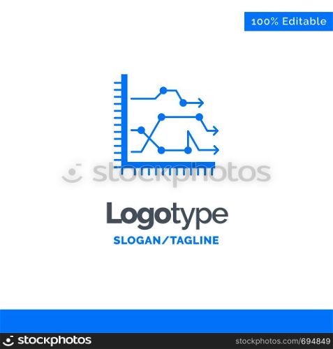 Analytics, Business, Chart, Diagram, Graph, Trends Blue Solid Logo Template. Place for Tagline