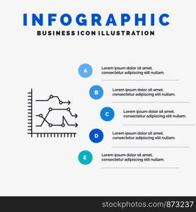 Analytics, Business, Chart, Diagram, Graph, Trends Line icon with 5 steps presentation infographics Background