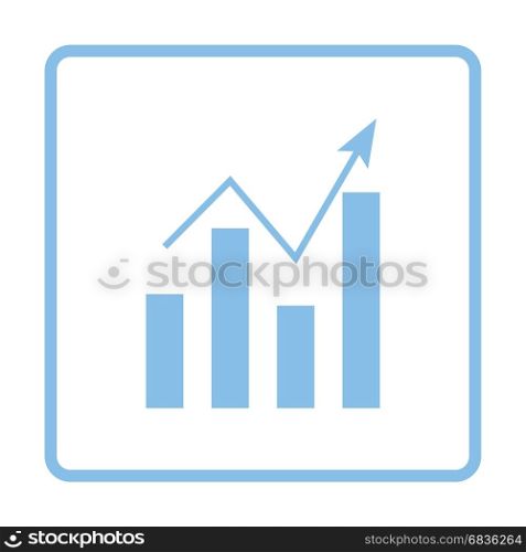 Analytics chart icon. Blue frame design. Vector illustration.