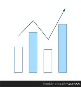 Analytics Chart Icon. Thin Line With Blue Fill Design. Vector Illustration.