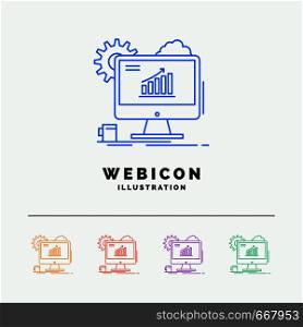 Analytics, chart, seo, web, Setting 5 Color Line Web Icon Template isolated on white. Vector illustration. Vector EPS10 Abstract Template background