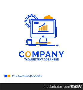 Analytics, chart, seo, web, Setting Blue Yellow Business Logo template. Creative Design Template Place for Tagline.