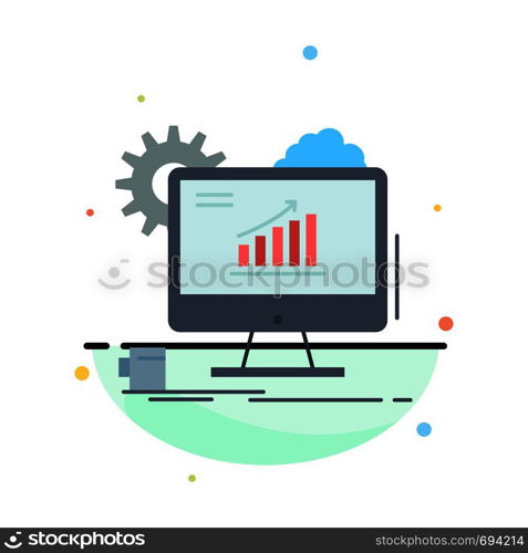 Analytics, chart, seo, web, Setting Flat Color Icon Vector