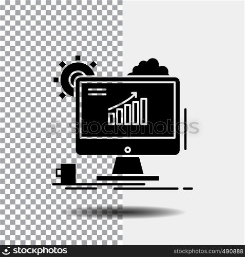 Analytics, chart, seo, web, Setting Glyph Icon on Transparent Background. Black Icon. Vector EPS10 Abstract Template background