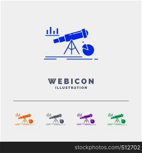Analytics, finance, forecast, market, prediction 5 Color Glyph Web Icon Template isolated on white. Vector illustration. Vector EPS10 Abstract Template background