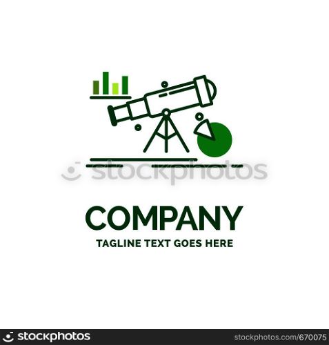 Analytics, finance, forecast, market, prediction Flat Business Logo template. Creative Green Brand Name Design.