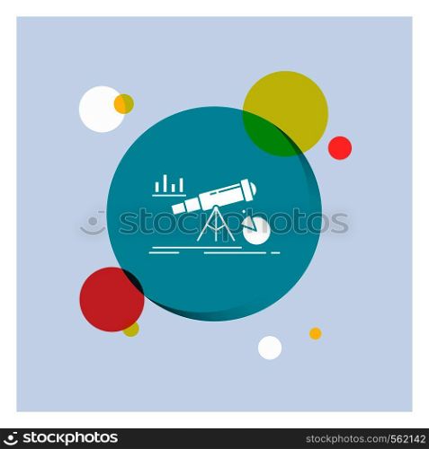 Analytics, finance, forecast, market, prediction White Glyph Icon colorful Circle Background. Vector EPS10 Abstract Template background