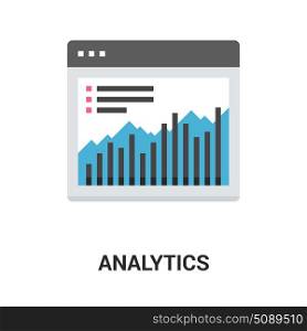 analytics icon concept. Modern flat line vector illustration icon design concept. Icon for mobile and web graphics. Flat line symbol, logo creative concept. Simple and clean flat line pictogram
