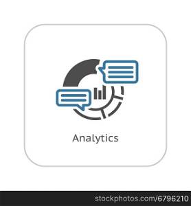 Analytics Icon. Flat Design.. Analytics Icon. Business and Finance. Isolated Illustration. Circle Diagram with description pop-up messages.