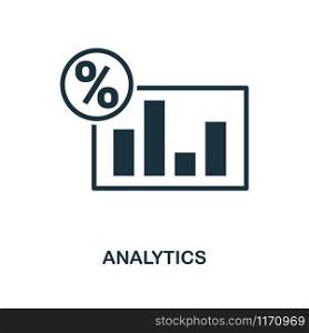Analytics icon. Monochrome style design from business collection. UI. Pixel perfect simple pictogram analytics icon. Web design, apps, software, print usage.. Analytics icon. Monochrome style design from business icon collection. UI. Pixel perfect simple pictogram analytics icon. Web design, apps, software, print usage.