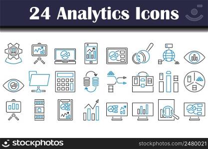 Analytics Icon Set. Editable Bold Outline With Color Fill Design. Vector Illustration.